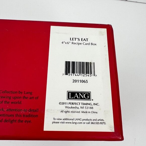 Lang Recipe Box File Red "Let's Eat" Current Vintage Recipe Cards Storage Perfec - Picture 8 of 10
